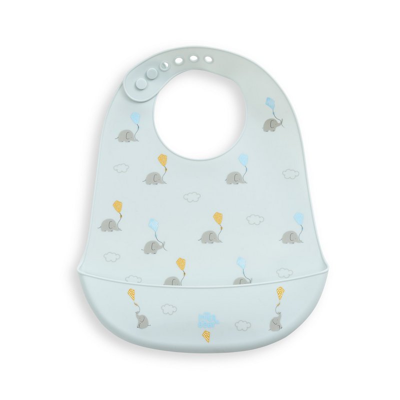 SILICONE BABY BIB - MOD. ELEFANTES - GRAY