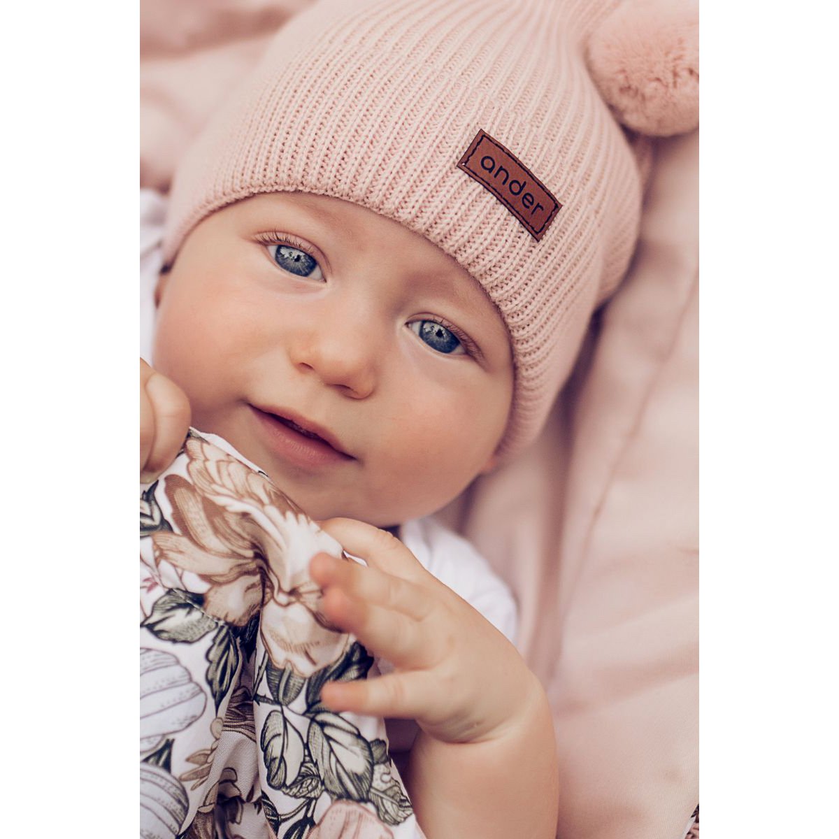 Czapka dziecięca TEDDY - 100% wełna merino - różowy