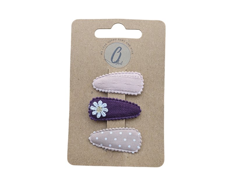 Baby hair clips nude. Nude/purple/dots (3 pcs per card) OK 3777