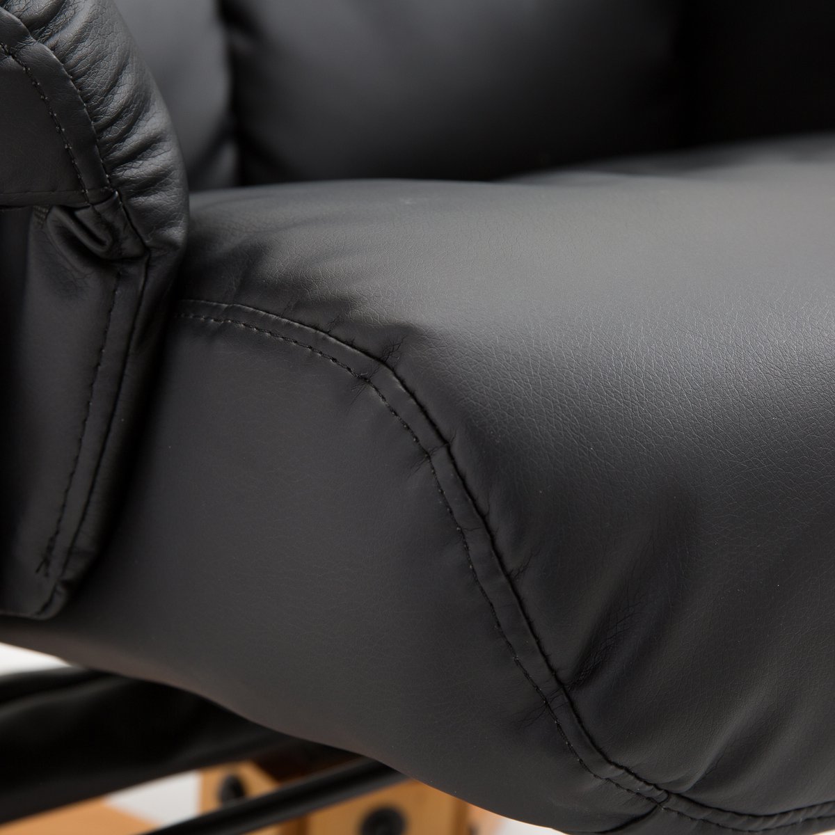 Relaxation chair with stool, 360° rotating TV chair with reclining function, reading chair for bedroom, living room, faux leather, brown