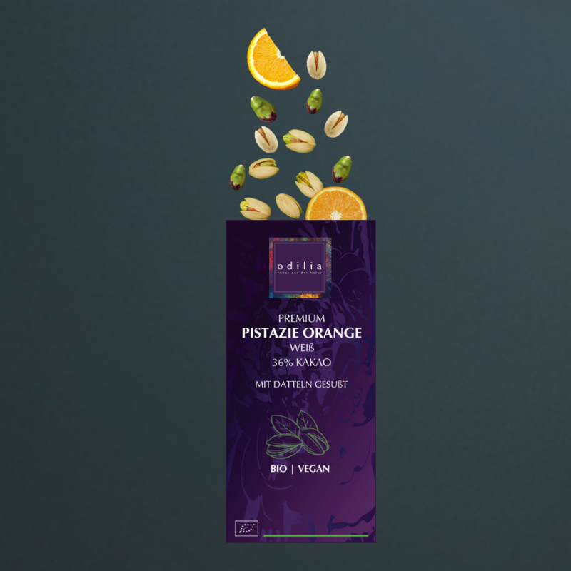 Biologische premium pistache-sinaasappelchocolade