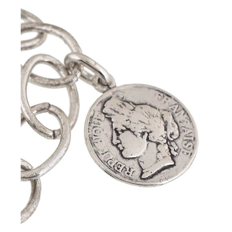 Pulsera cadena Gran Moneda plata