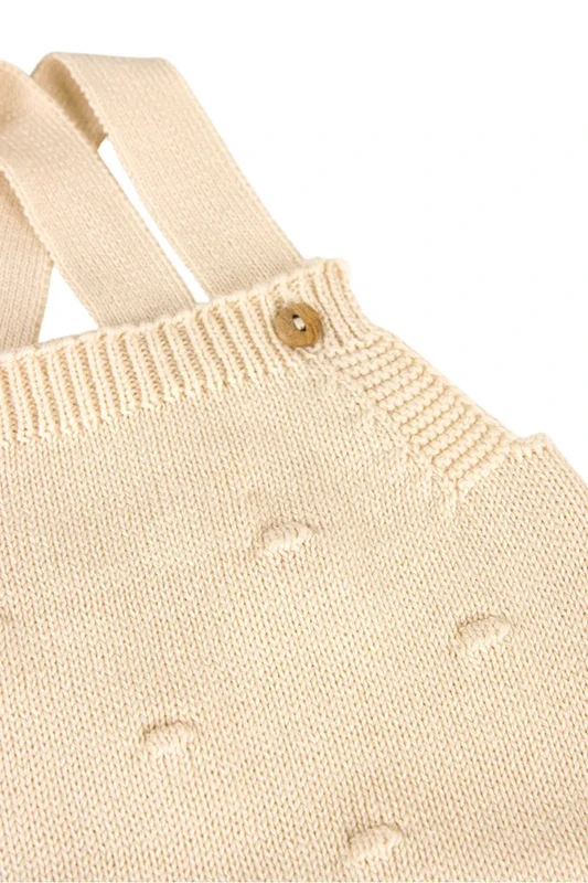 Baby Boy Textured Knit Romper i Ecru
