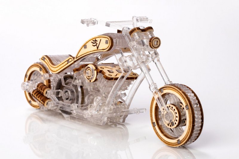 Blondemodeller Træ 3D-modelbyggesæt Chopper-V1, AKV-01, 14x4,1x6,2 cm
