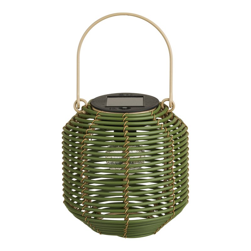 Crewe Lantern, genopladelig med integreret solpanel, grøn
