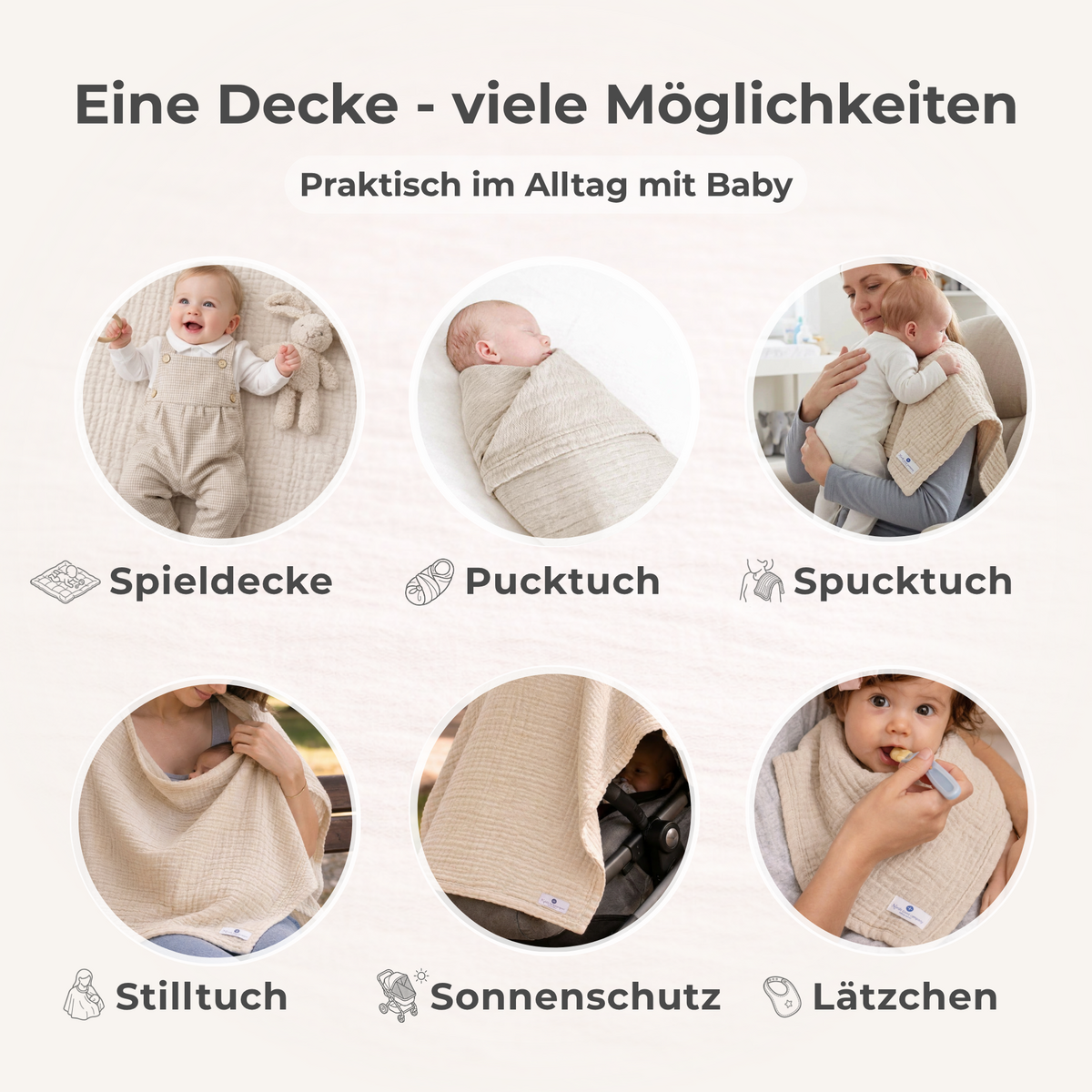 Ivory 4 in 1 Muslin Baby Blanket