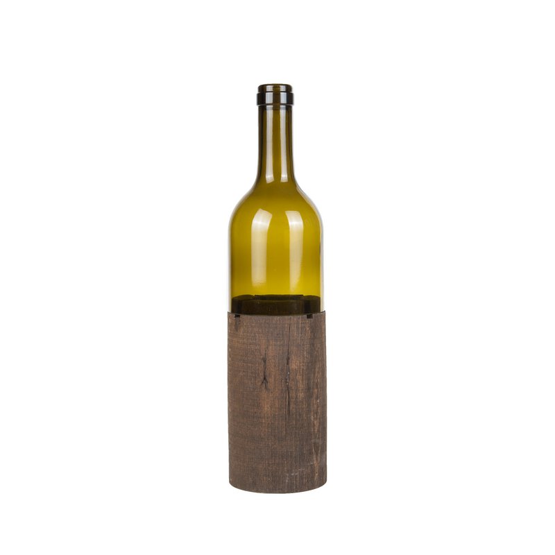 Bougeoir bouteille Joy Kitchen sur socle en bois - Bottly