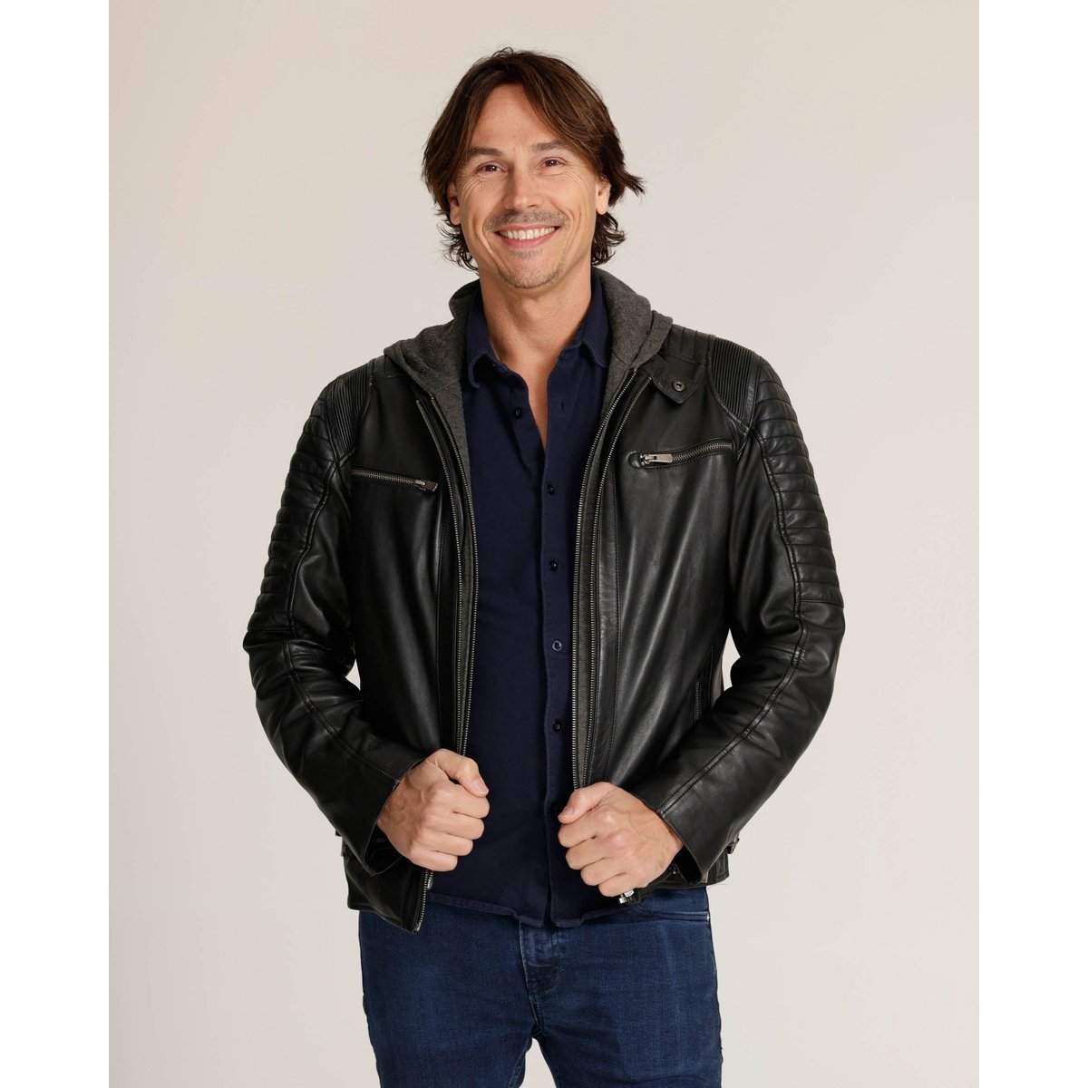 Jasper │ Veste à sweat à capuche en cuir masculin