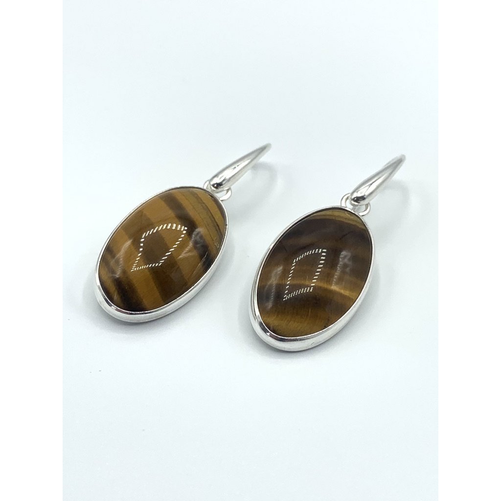 Silver luxury earring 15x25mm Tigereye