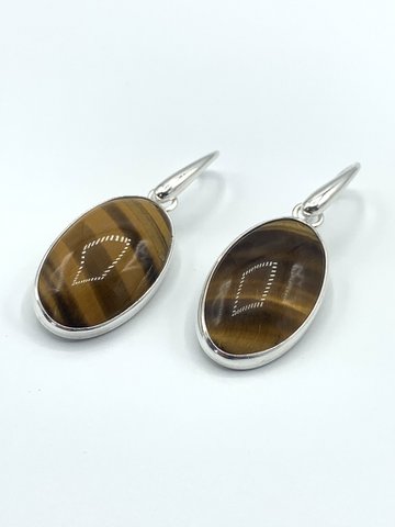 Silver luxury earring 15x25mm Tigereye