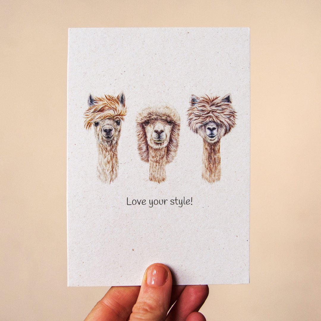 Funny 'Love your style' Alpacas Greeting Card