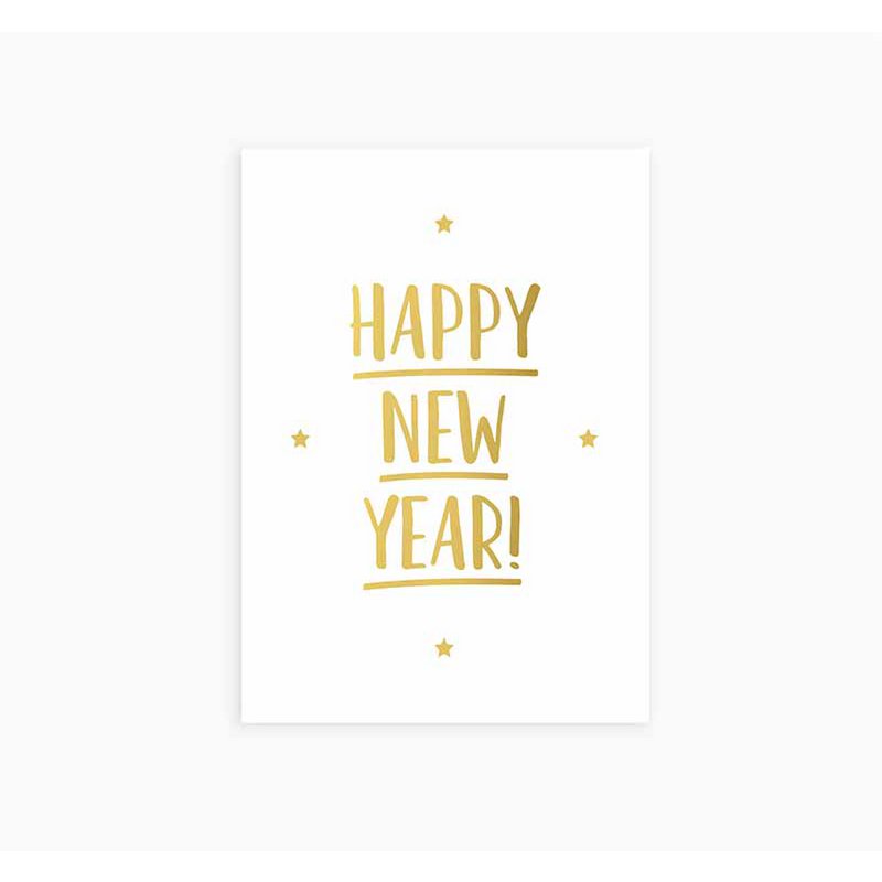 Postcard - Happy New Year - Gold Foil
