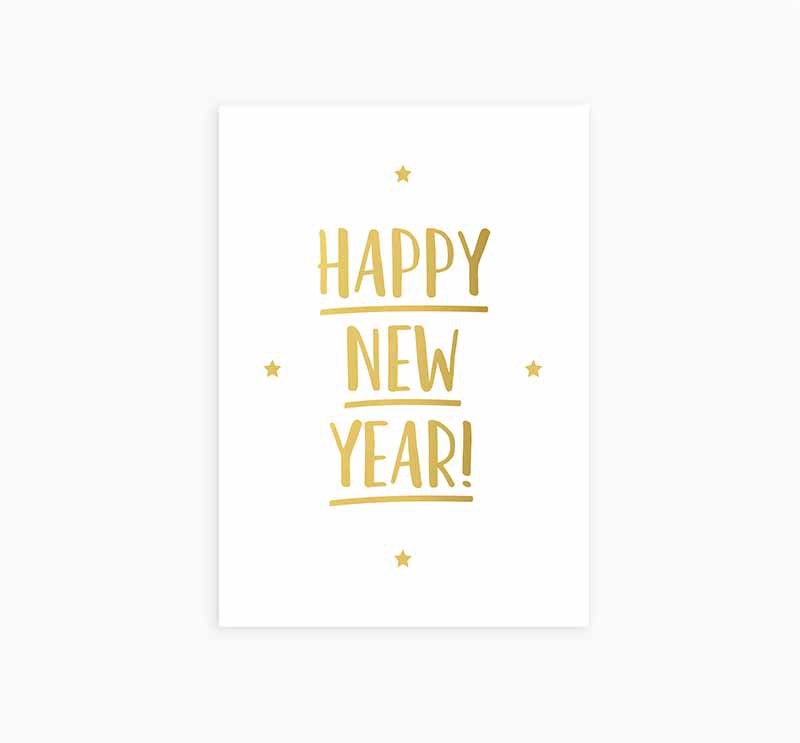 Cartolina - Felice Anno Nuovo - Lamina d'oro