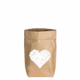 Paperbags Small natural, HEART (painted), white