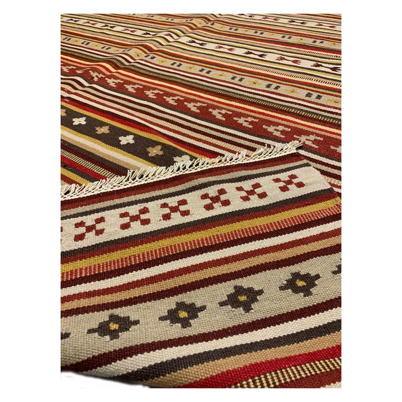 Alfombra kilim vintage tejida a mano en rojo