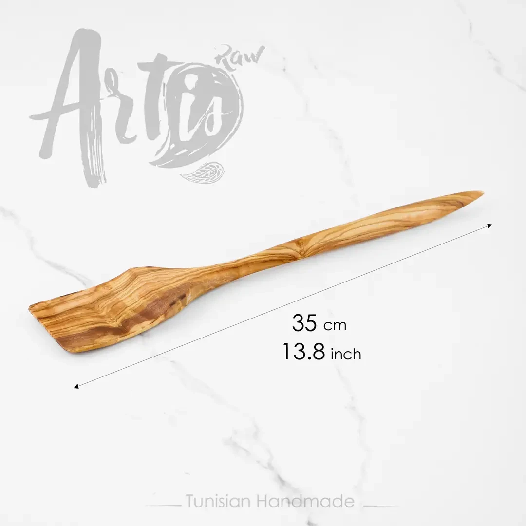 Spatule en bois d'olivier | Ciré de qualité alimentaire | Tourneur plat