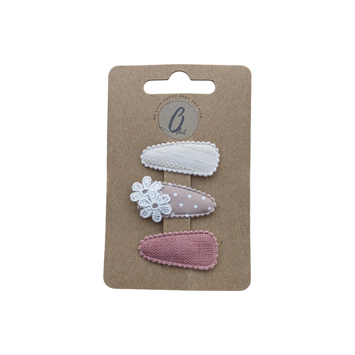 Clips de cheveux pour bébé blanc / nude / rose (3 pcs par carte) OK3775