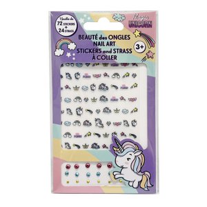 EINHORN-Nagelaufkleber und Strasssteine