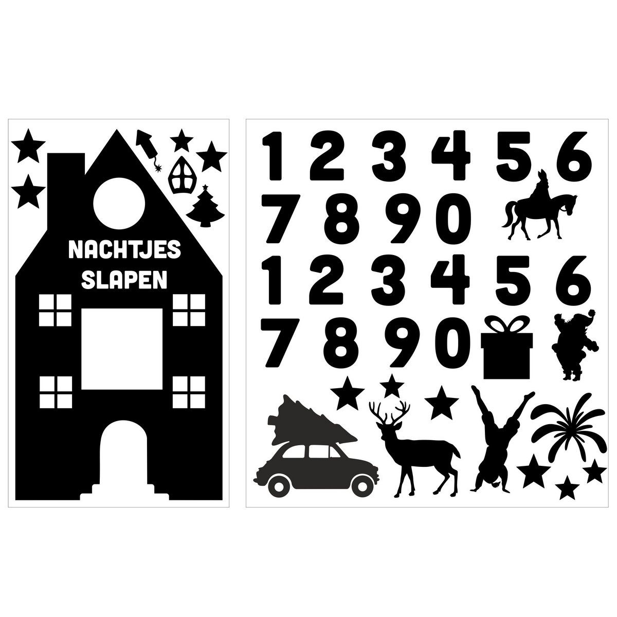 Fensteraufkleber Countdown Haus statisch - Weihnachten und Sinterklaas