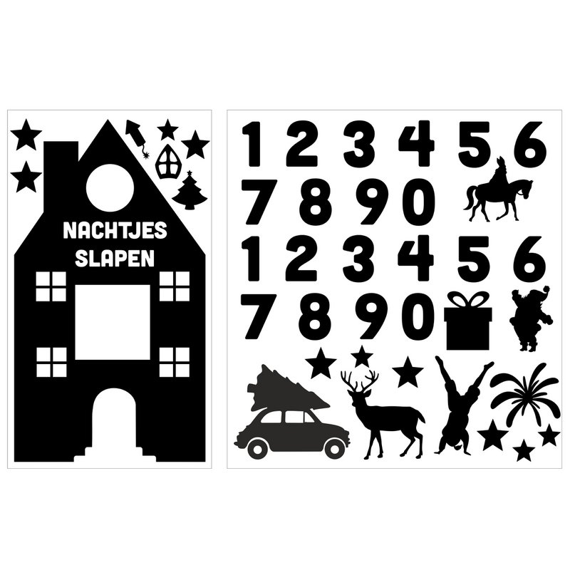 Fensteraufkleber Countdown Haus statisch - Weihnachten und Sinterklaas