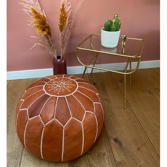 Lederen Pouffe - Terra Brown