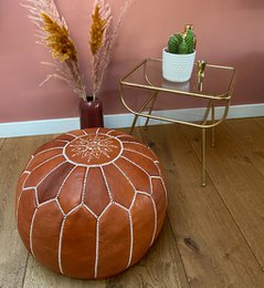 Lederen Pouffe - Terra Brown