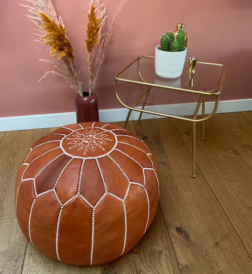 Lederen Pouffe - Terra Brown