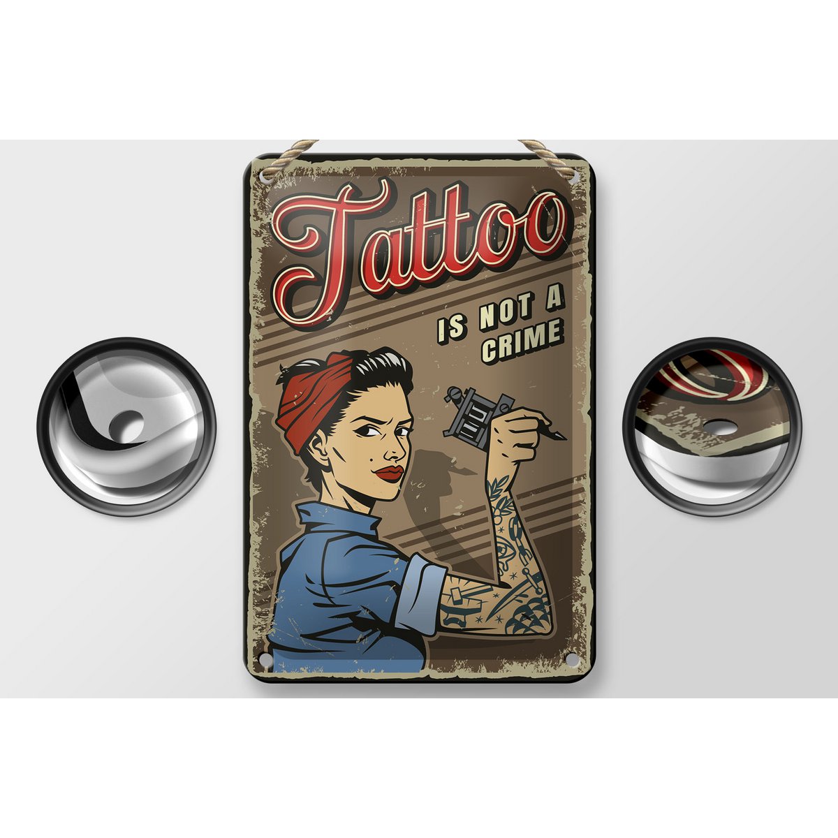 Blechschild Retro 12x18cm Tattoo is not a crime Pinup Dekoration
