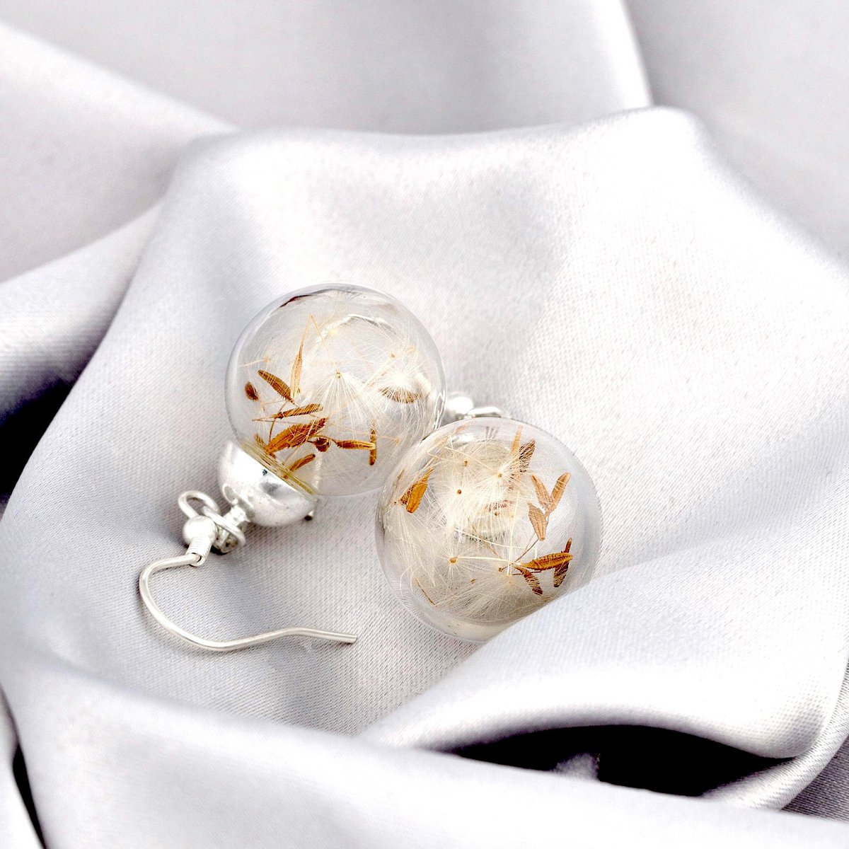 Echte paardenbloemoorbellen - 925 sterling zilver - elegante bloemensieraden - OHR925-12