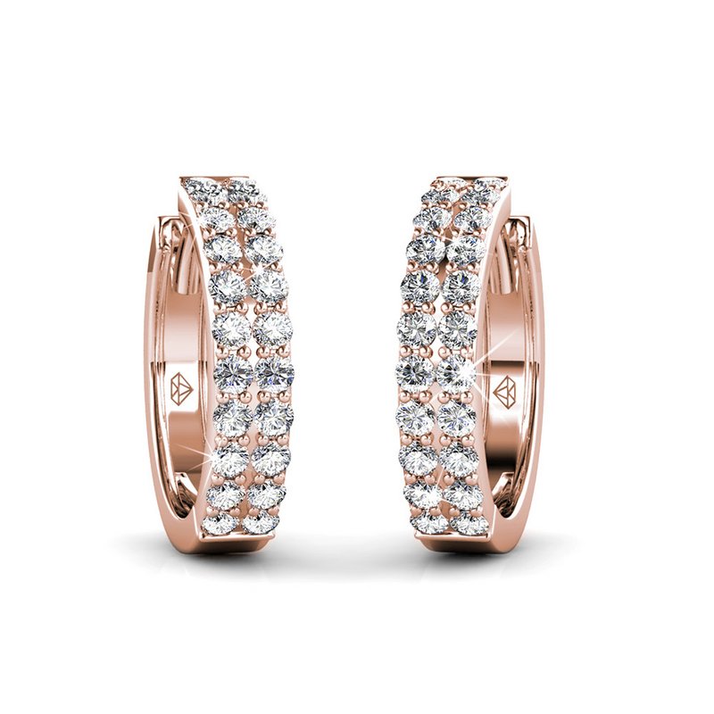 Boucles d'oreilles Glamour - Or Rosé et Cristal