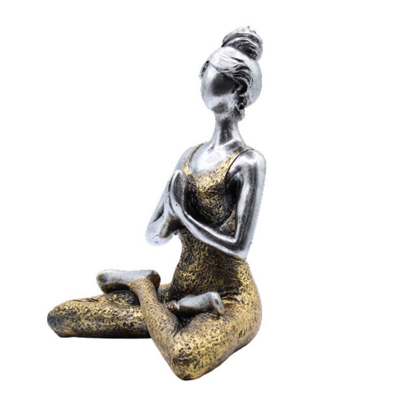 Yoga Dame Figuur - Zilver & Goud 24cm