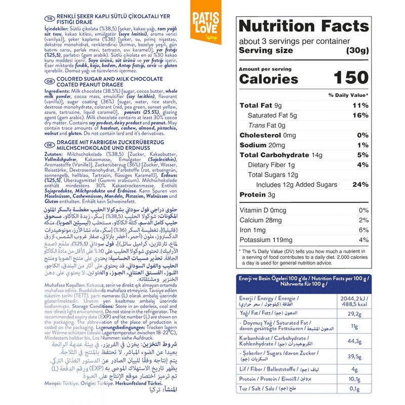 Peanut Dragee – Colored Sugar and Milk Chocolate Coated Peanut Dragee