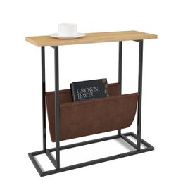 Wooden Side Table with Magazine Rack | End Table Bedside Table | Vintage Retro Decor
