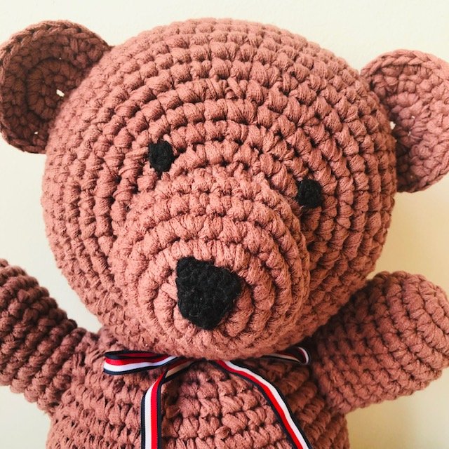 Luna-Leena big bear Leena brown - cotton (incl. donation) hand crocheted in Nepal