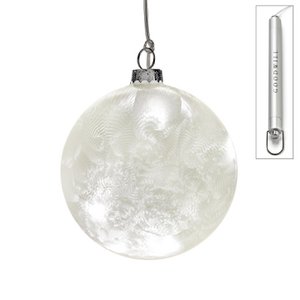 Glass Led L.Frost Ball In Box Wh 10cm Batt.Op.