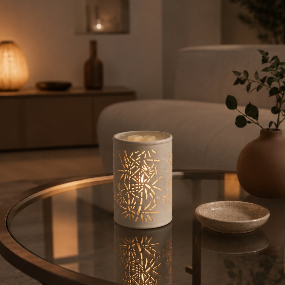 Soft Heat Diffuser – Calorya n°5 – Scented Waxes, Scents and Essential Oils – in Openwork Ceramic – Gift and Decoration Idea