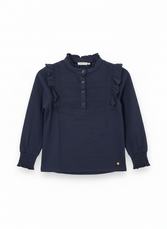 Funkle pigebluse mørkeblå