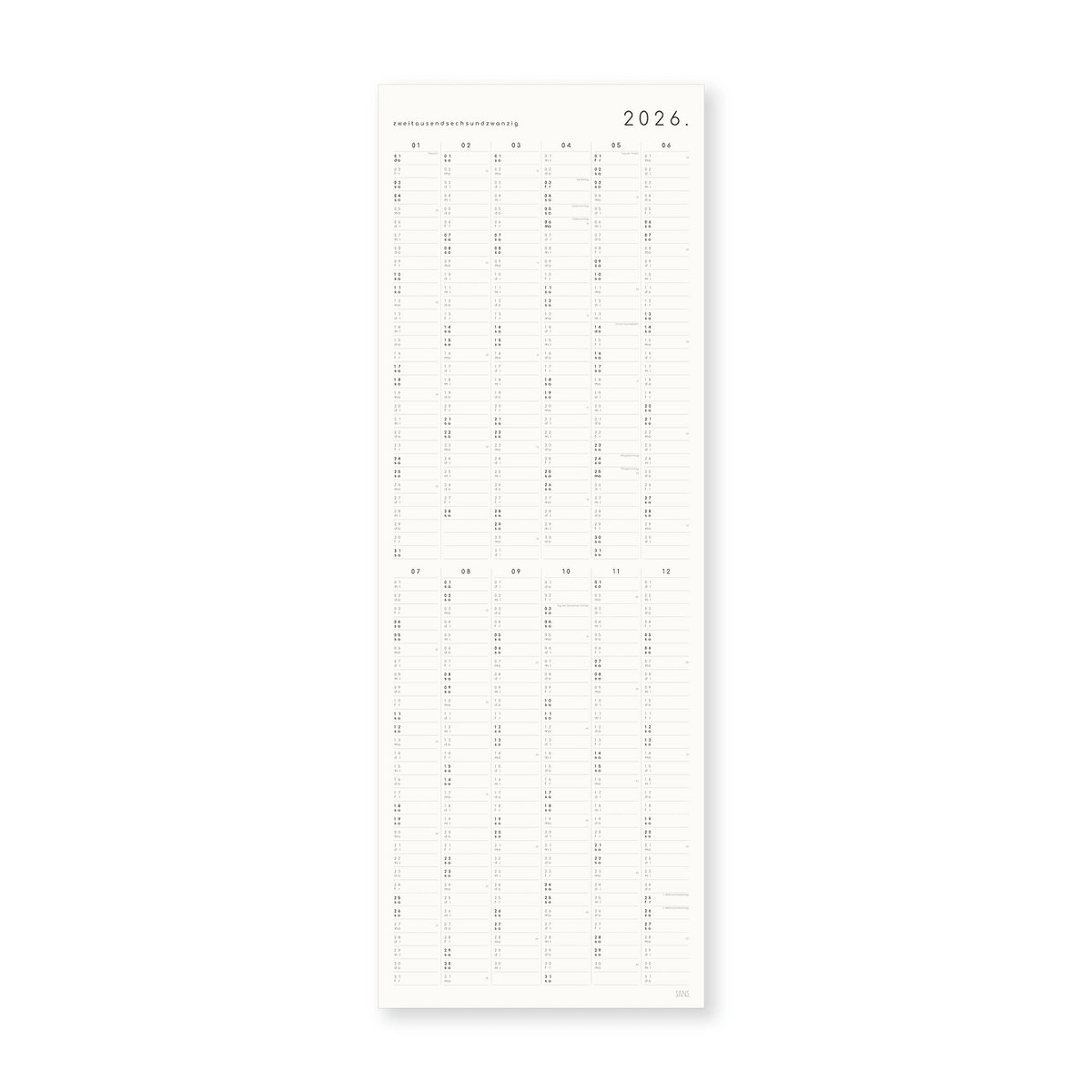 Annual planner DIN Lang, 2027