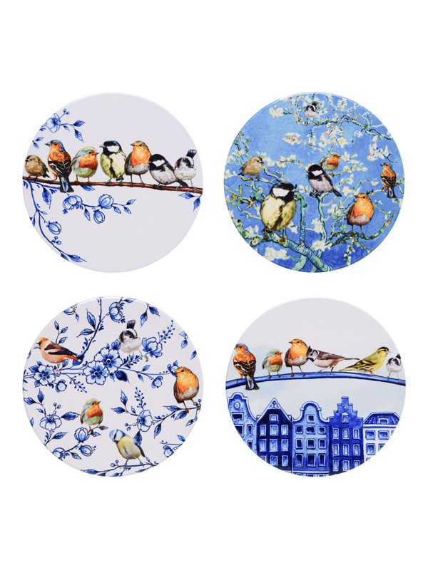 Coaster forest birds set of 4
