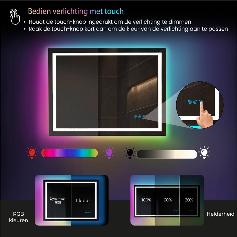 RGB-spiegel Lumoire Matrix horizontaal 120 cm
