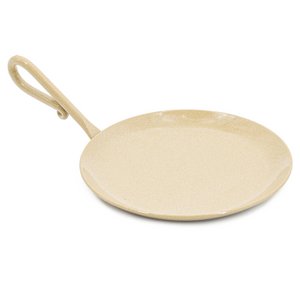 Bowl metal with handle beige