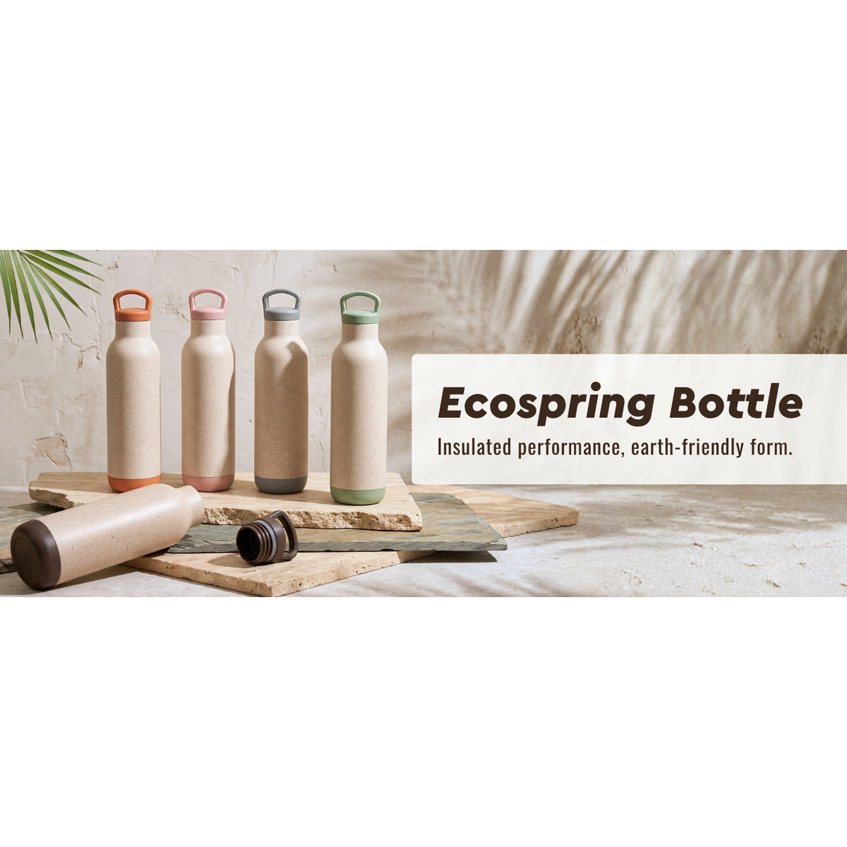 Ecofy Earth Friendly Eco Kildevandsflaske til kontor og skoler | Vandflaske i rustfrit stål til børn og voksne lavet med risskaller | Lækagesikker |1 enhed, 900 ml | TUV certificeret
