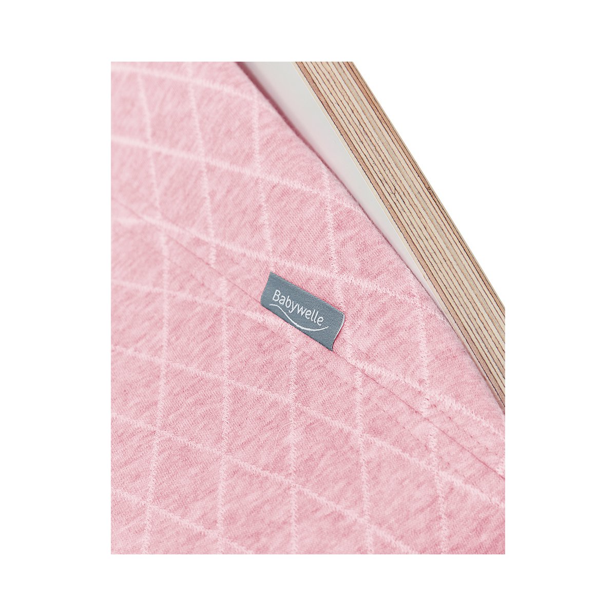 Babywippe Holz weiß, Stoff rosa