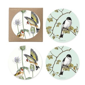 2-ZIJDIGE ONDERZETTERS - TUINVOGELS - 4 PACK - made in Europe