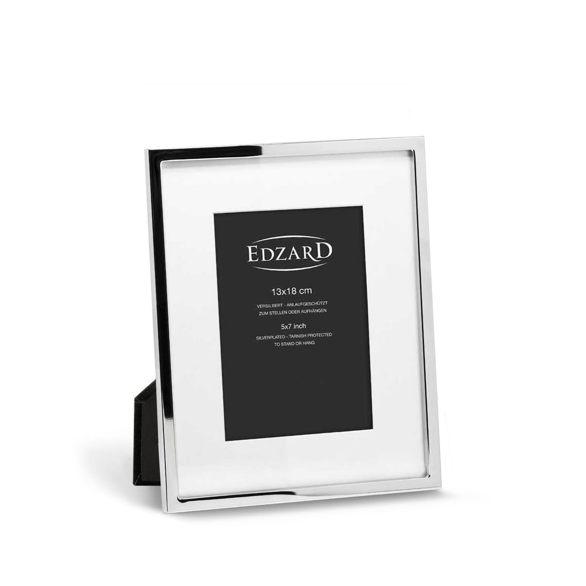 EDZARD Rivoli photo frame for photos 13 x 18 cm, silver-plated, tarnish-proof, with 2 hangers