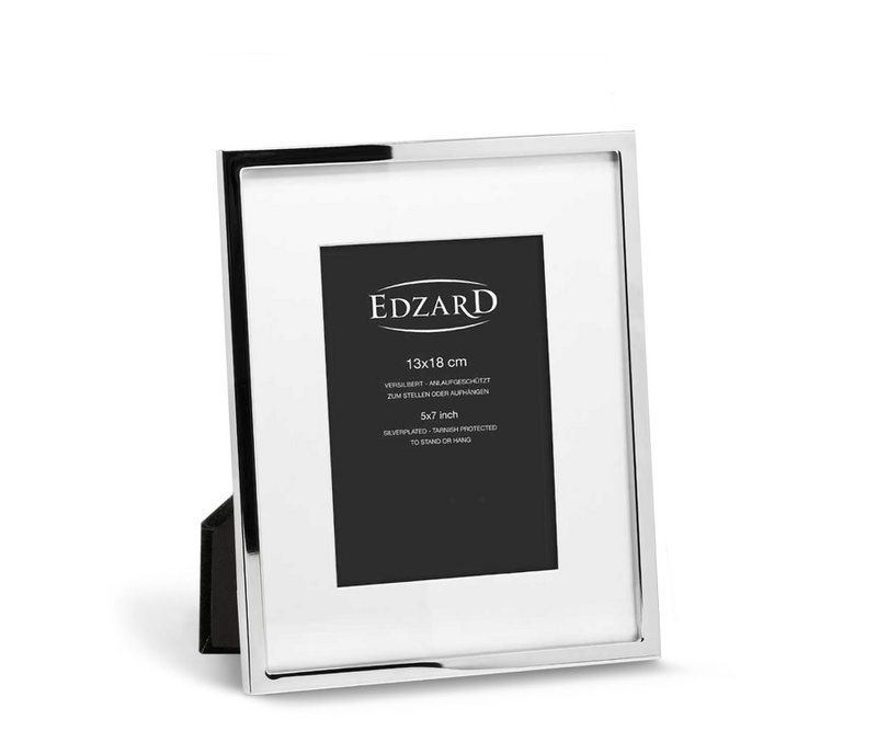 EDZARD Rivoli photo frame for photos 13 x 18 cm, silver-plated, tarnish-proof, with 2 hangers