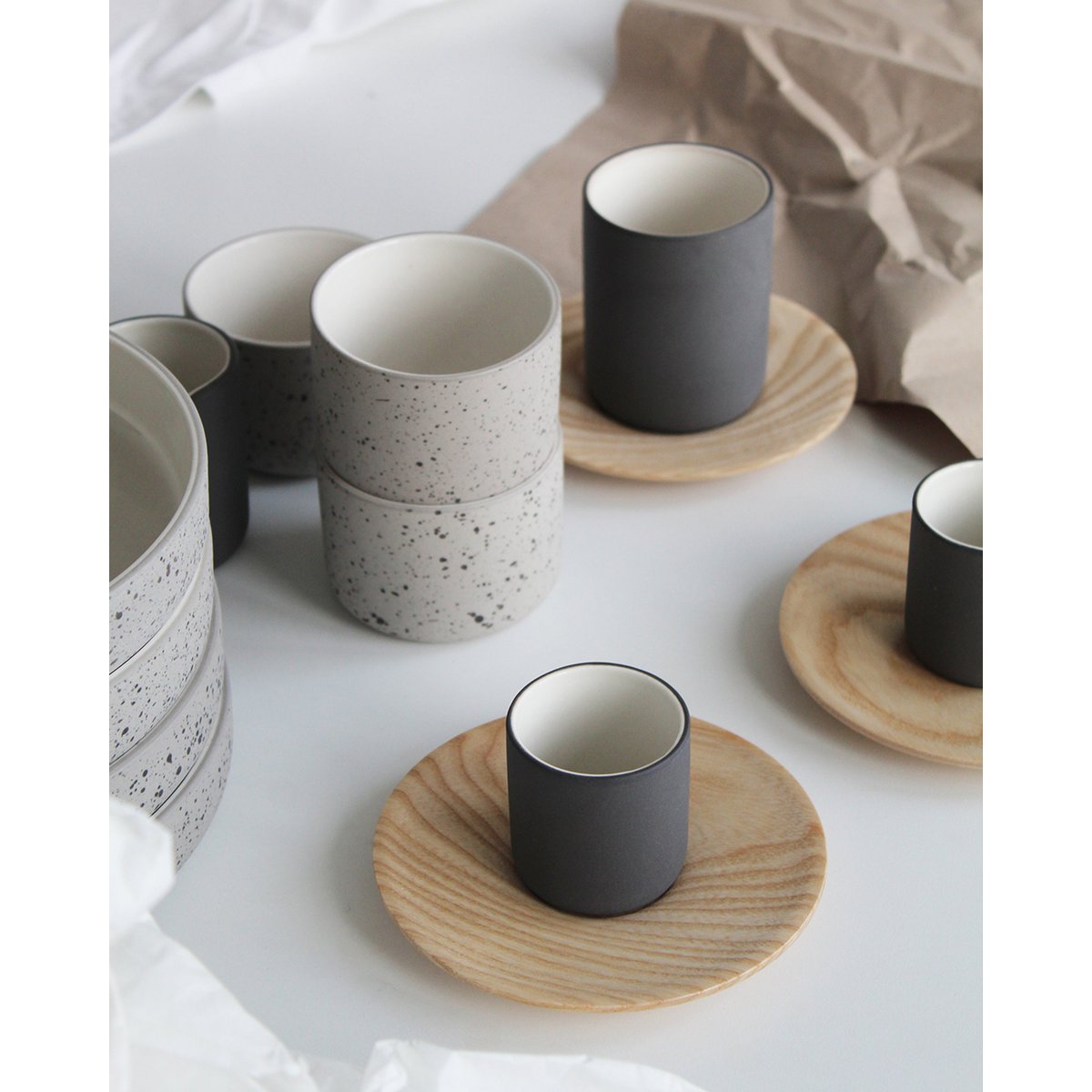 Cappuccino mug Fundament | light grey speckled / white