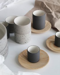 Cappuccinobecher Fundament | hellgrau gesprenkelt / weiß