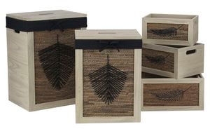 KLEIDERKORB-SET 5 HOLZGEFLOCHTENE FASER 40X30X56 DC213241