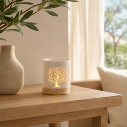 Kominek do perfum z serii Céramy – Drzewo Życia – Lakierowany ceramiczny świecznik – Dyfuzja zapachowych wosków, olejków eterycznych – Dekoracyjny pomysł na prezent